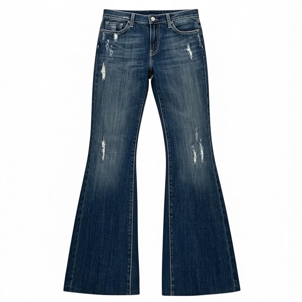 Vigoss Midrise Bootcut/Flare Jeans Sz 3 x 31" Stretch Distressed Dark‎ Wash 167H